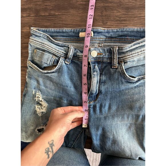 Pilcro and the Letterpress Ripped Slim Boyfriend Crop Jeans Blue Size 27 - Picture 11 of 14